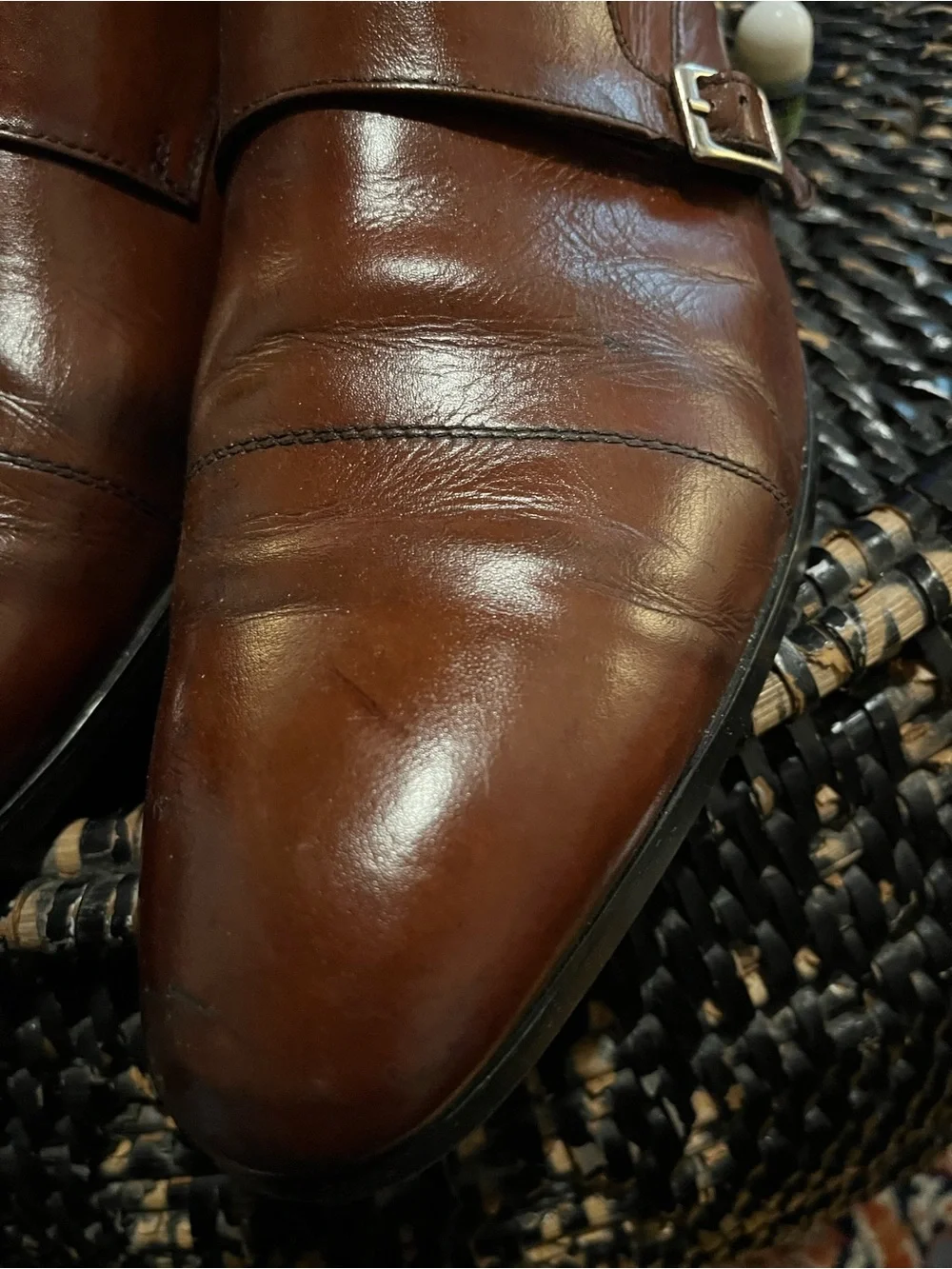 Men's Brown Leather Double Monk Strap Dress Shoes
